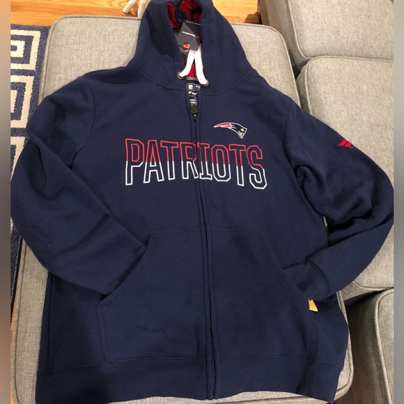 NFL Fanatics New England Patriots Jacket Navy Blue Full Zip Up Hoodie Size M - Picture 1 of 8